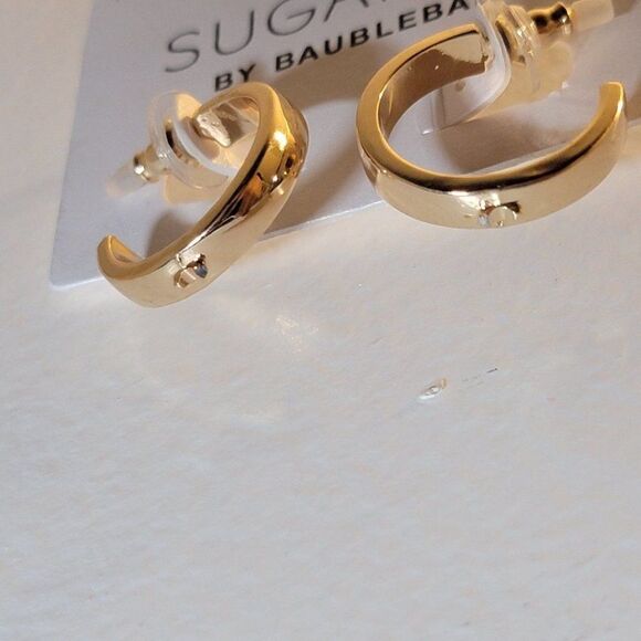 Sugarfix By Baublebar Womens Gold Nickel Free Round Shape Hoop Earrings - Picture 2 of 3